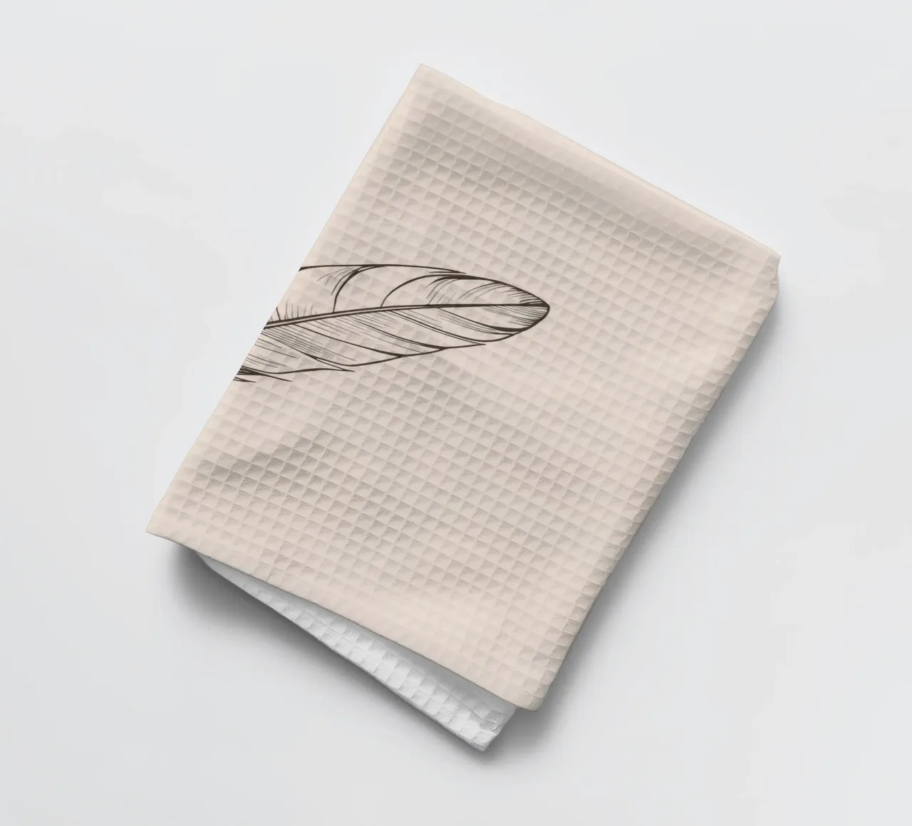 Delicate black feather resting on a light background tea towel by DesignDoodle
