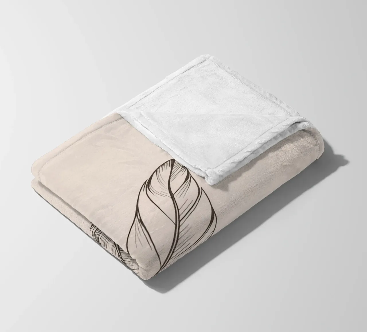 Delicate black feather resting on a light background fleece blanket by DesignDoodle