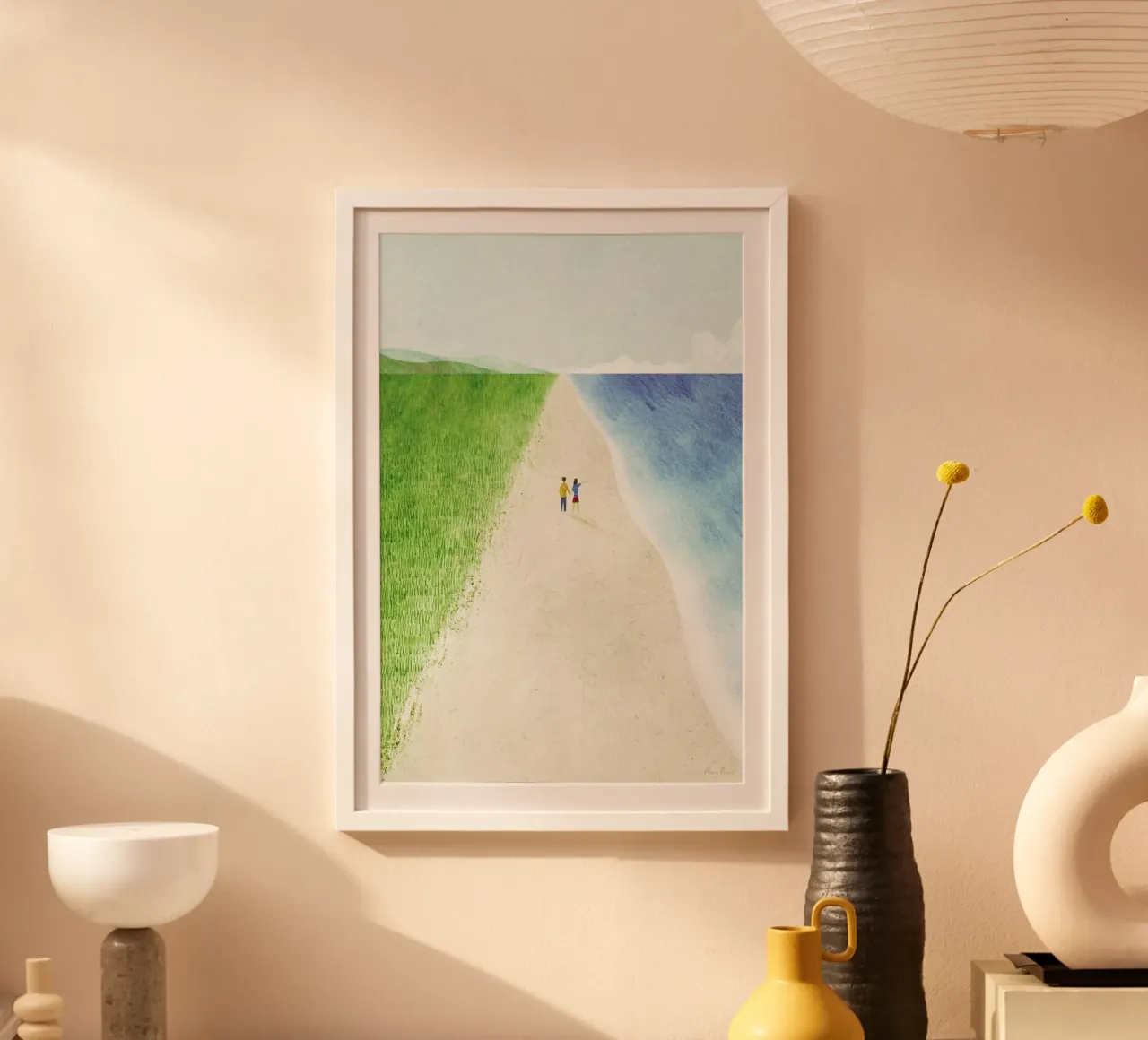 Wild Beach poster con telaio in legno da Henry Rivers