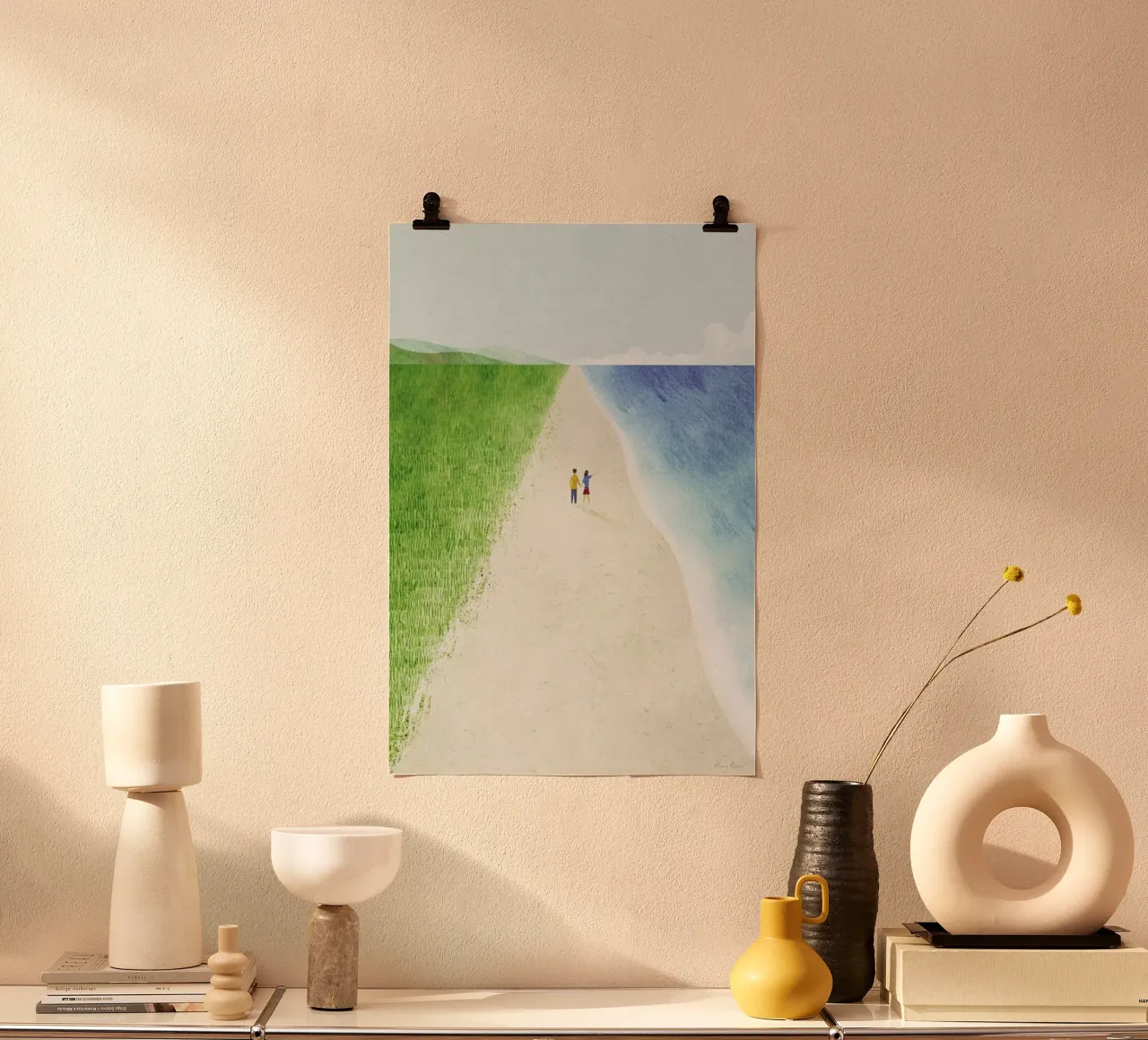 Wild Beach poster con telaio in legno da Henry Rivers