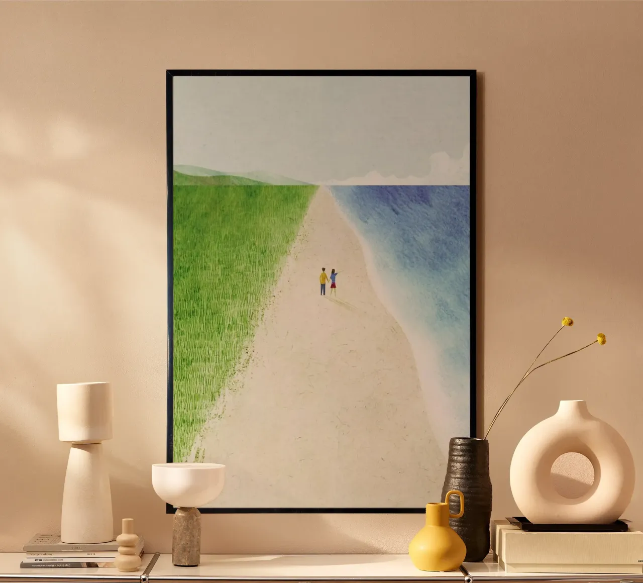 Wild Beach poster con telaio in legno da Henry Rivers