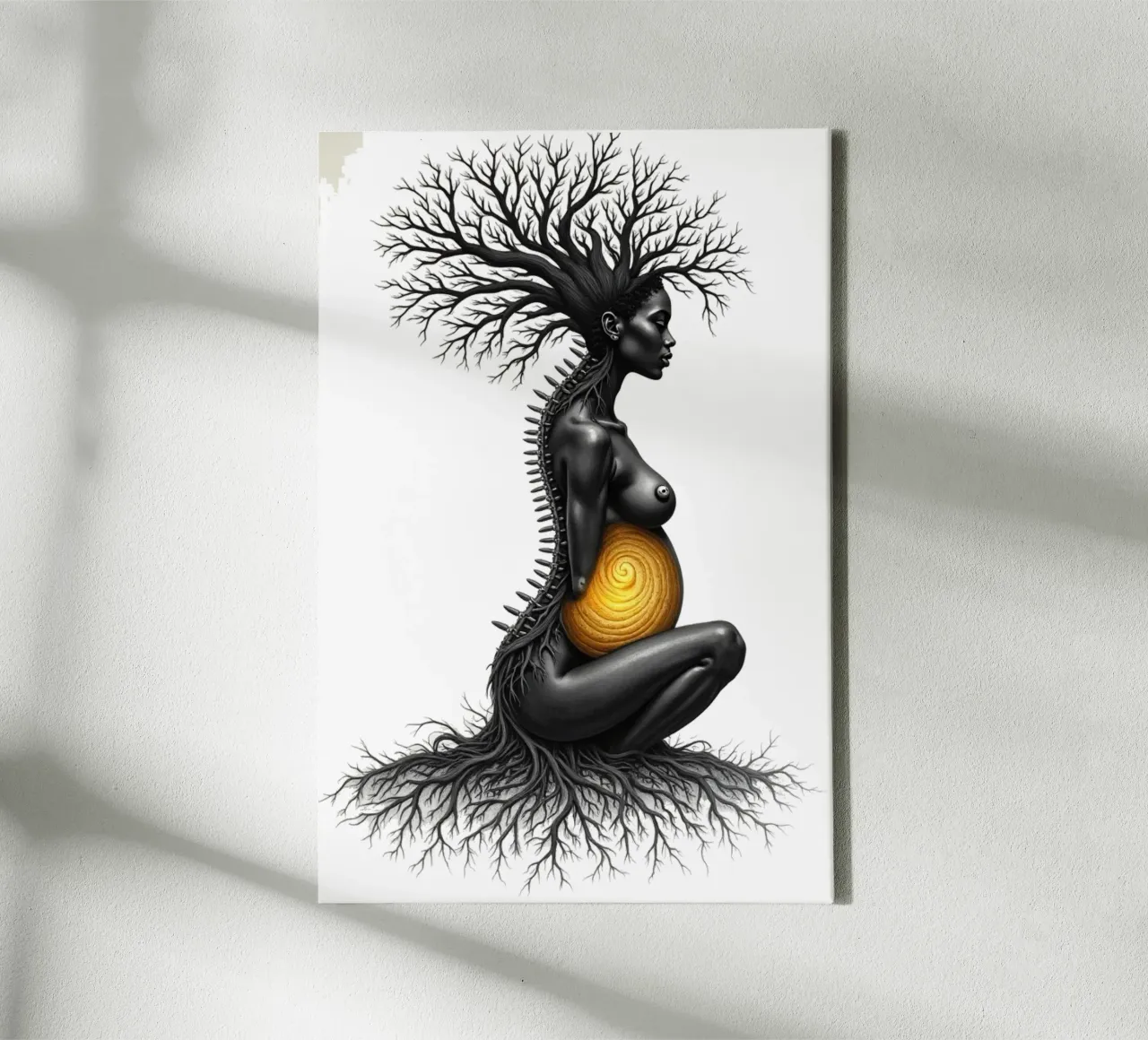 Gouden Dochters: Het zaad van de schepping canvas met Baklijst van Dustlight Atelier