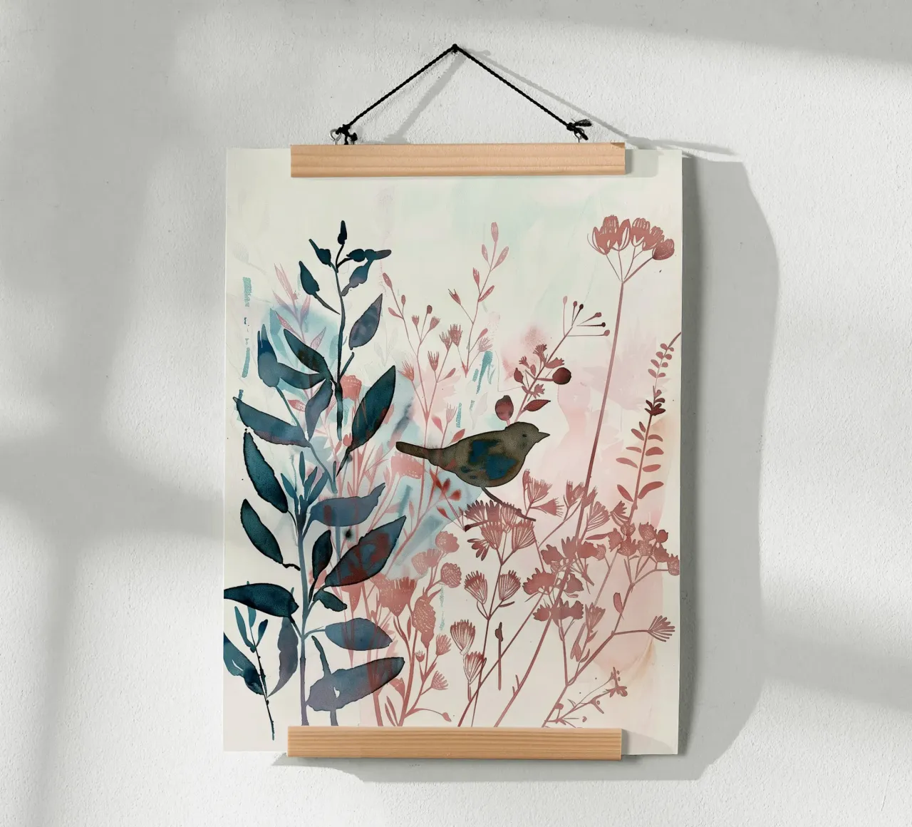 Canzone del boschetto poster con telaio in legno da Sophia Calder Studio