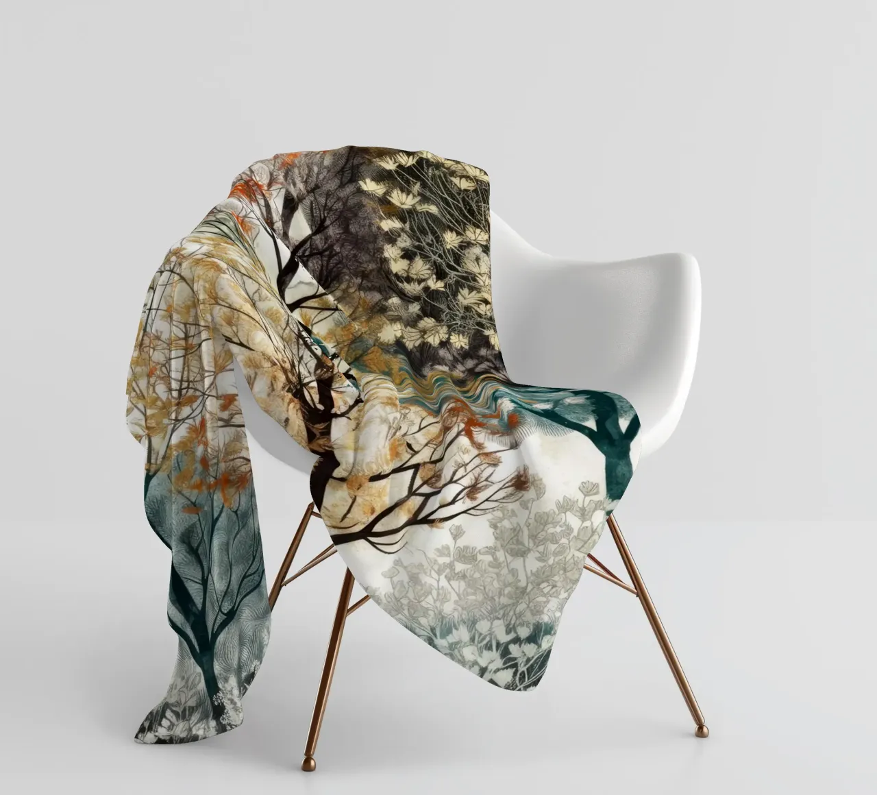 Bomen fleecedeken van Lionmixart