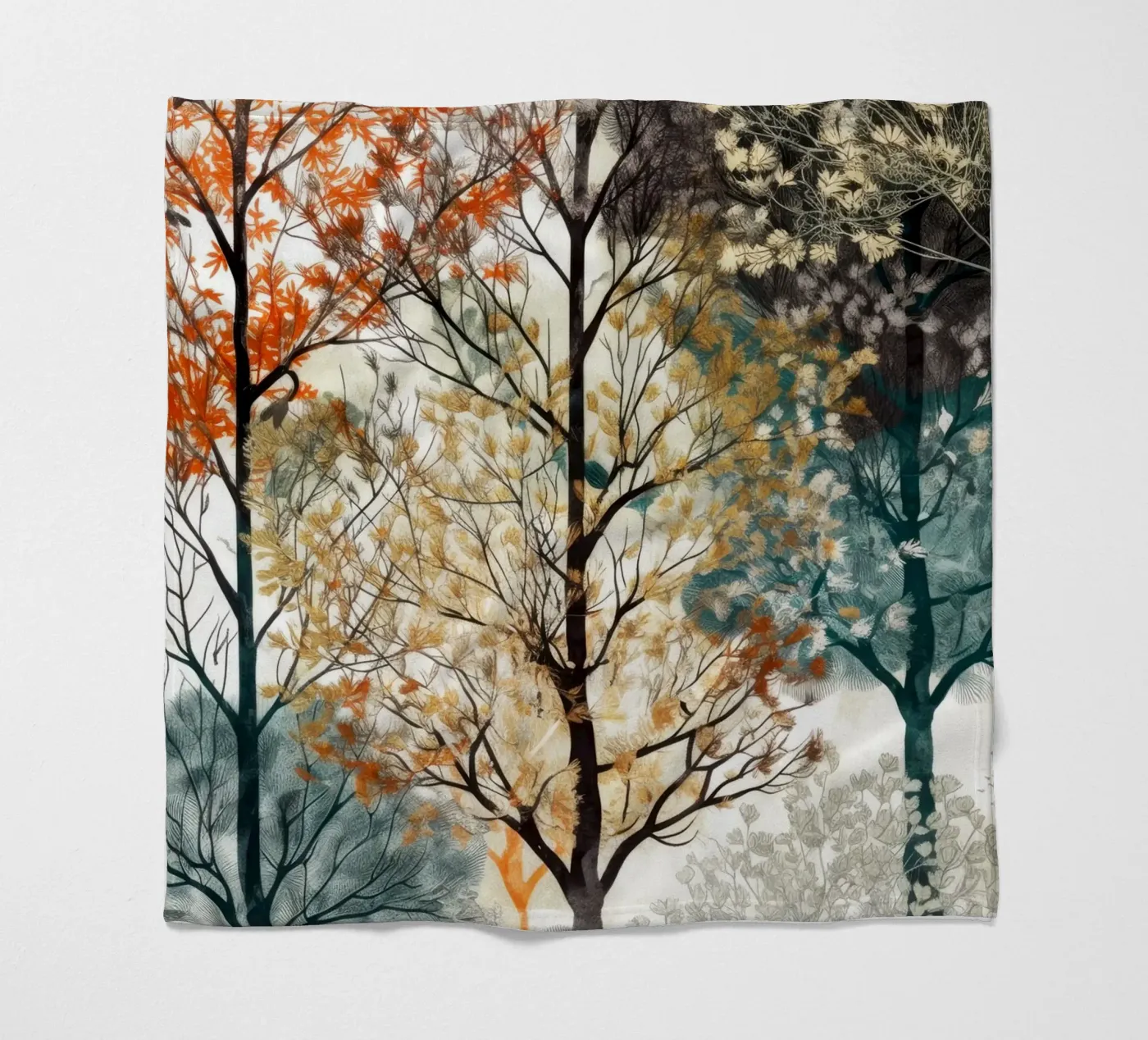 Bomen fleecedeken van Lionmixart