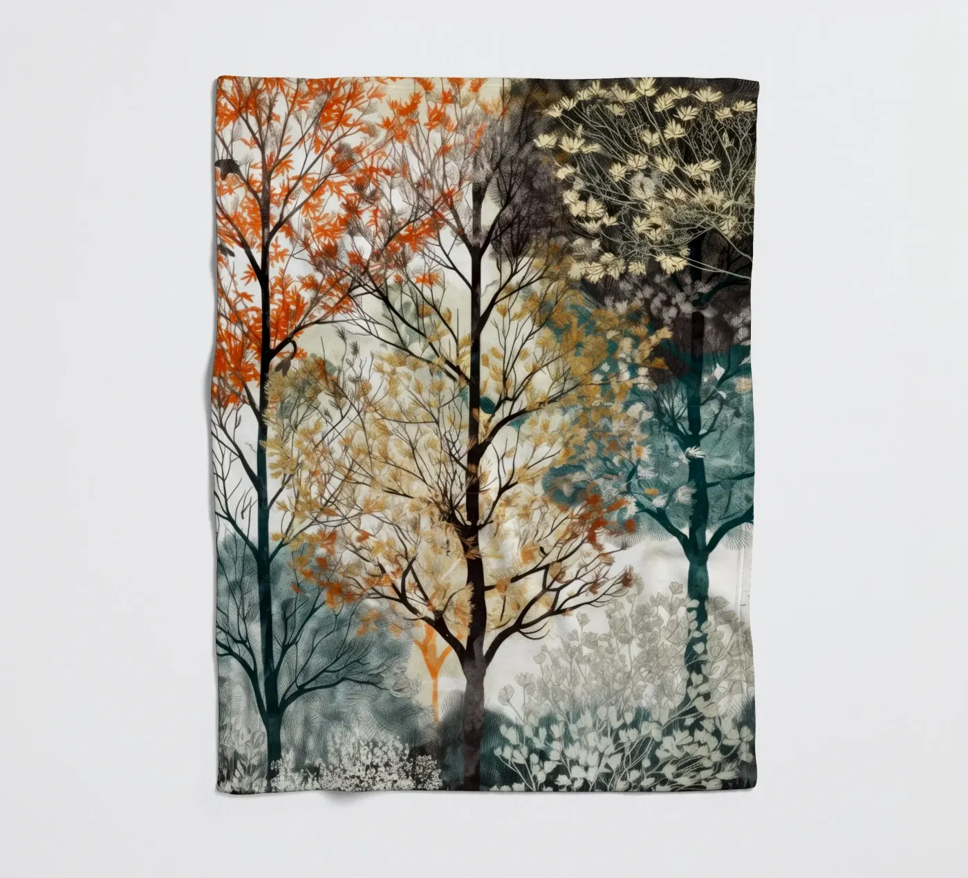 Bäume Fleecedecke von Lionmixart