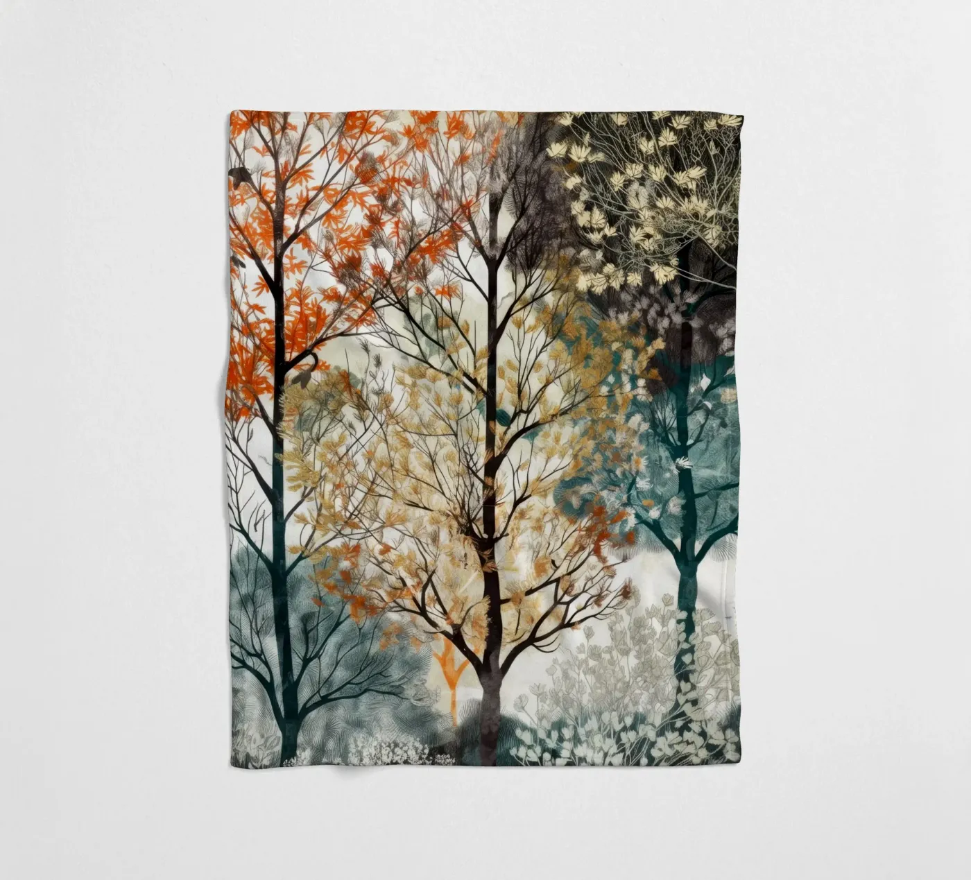 Bäume Fleecedecke von Lionmixart