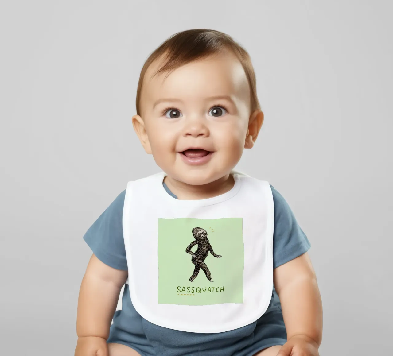 Sassquatch baby bib by Sophie Corrigan
