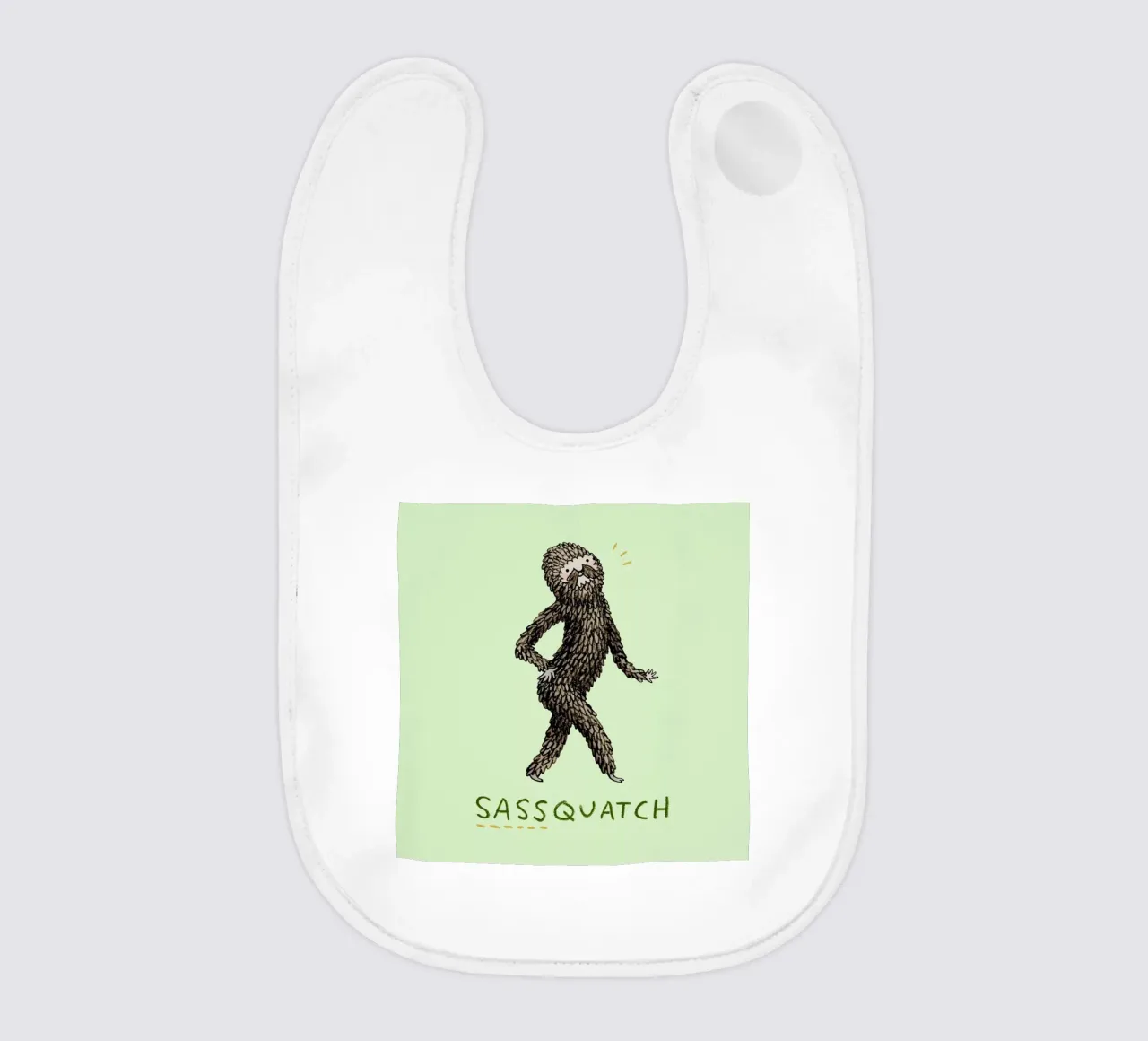 Sassquatch baby bib by Sophie Corrigan