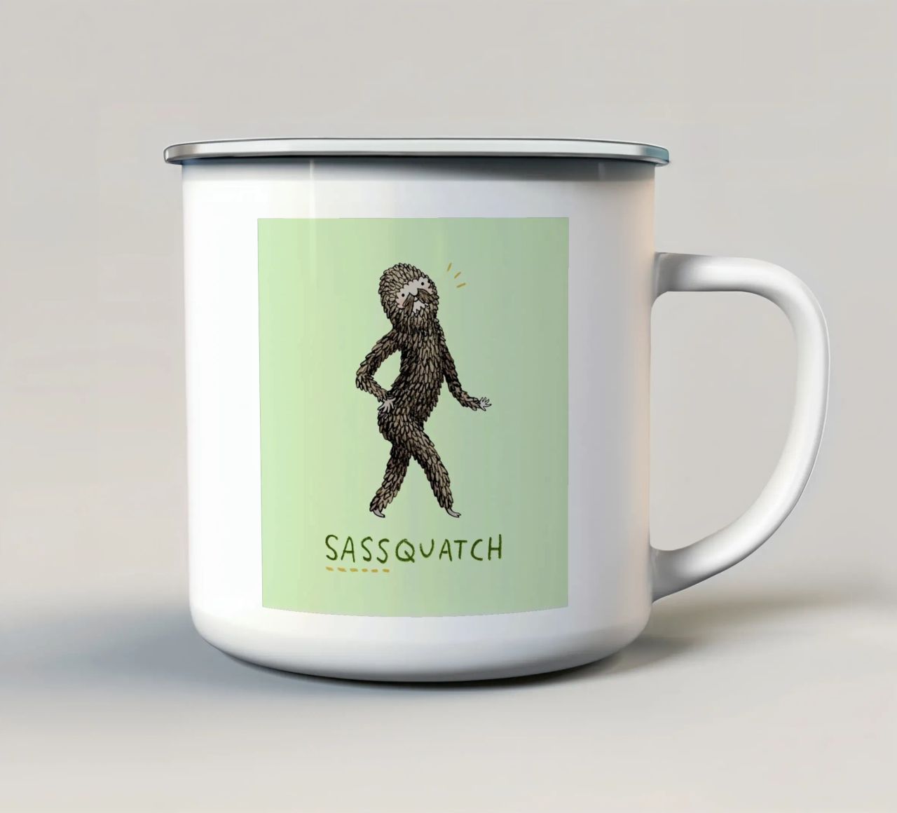 Sassquatch tazza in smalto da Sophie Corrigan