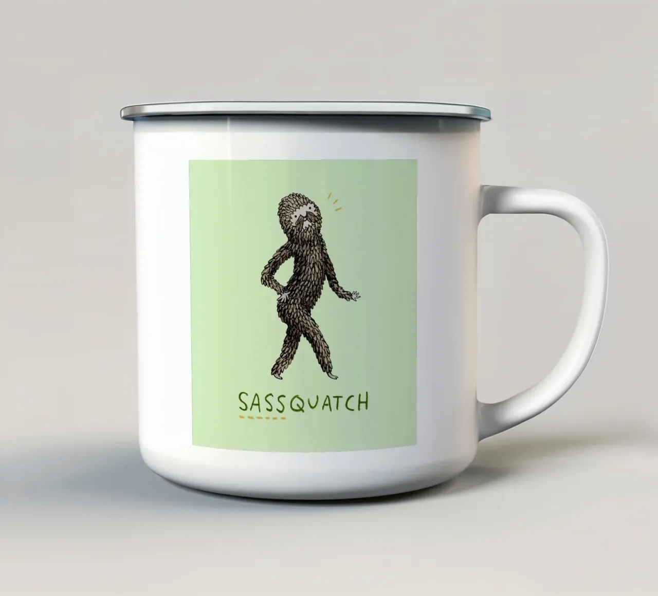 Sassquatch Emaille Tasse von Sophie Corrigan