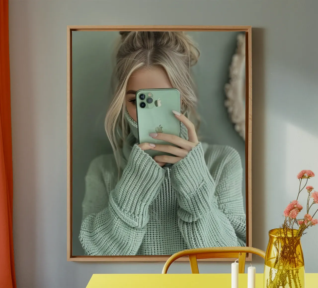 Mint Reverie canvas with Floater frame by PhotoVibe Decor