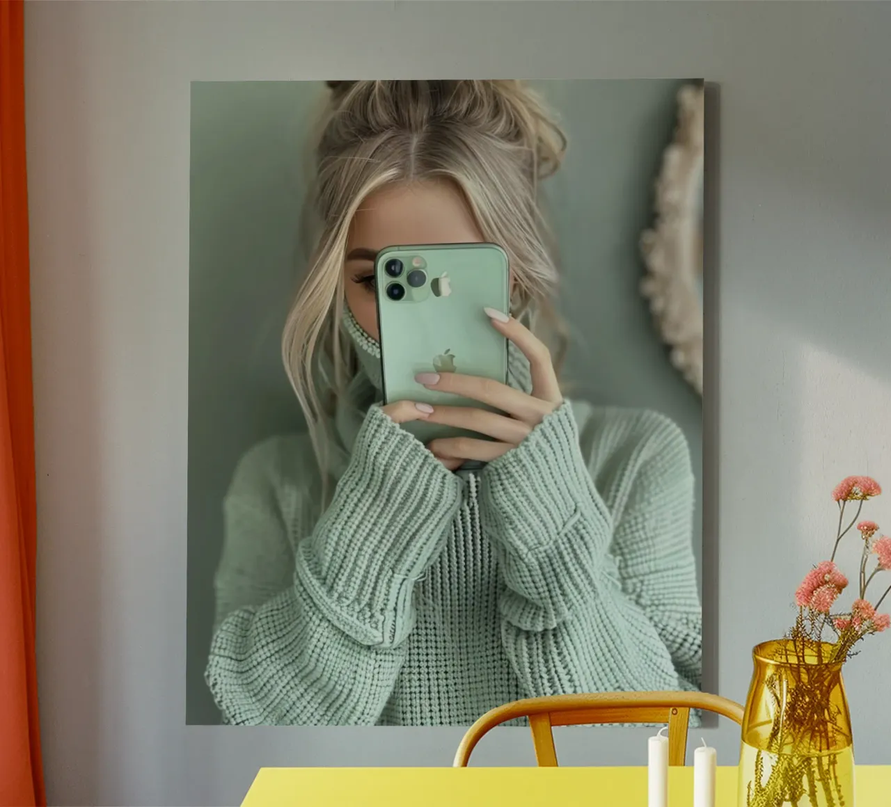 Mint Reverie canvas with Floater frame by PhotoVibe Decor