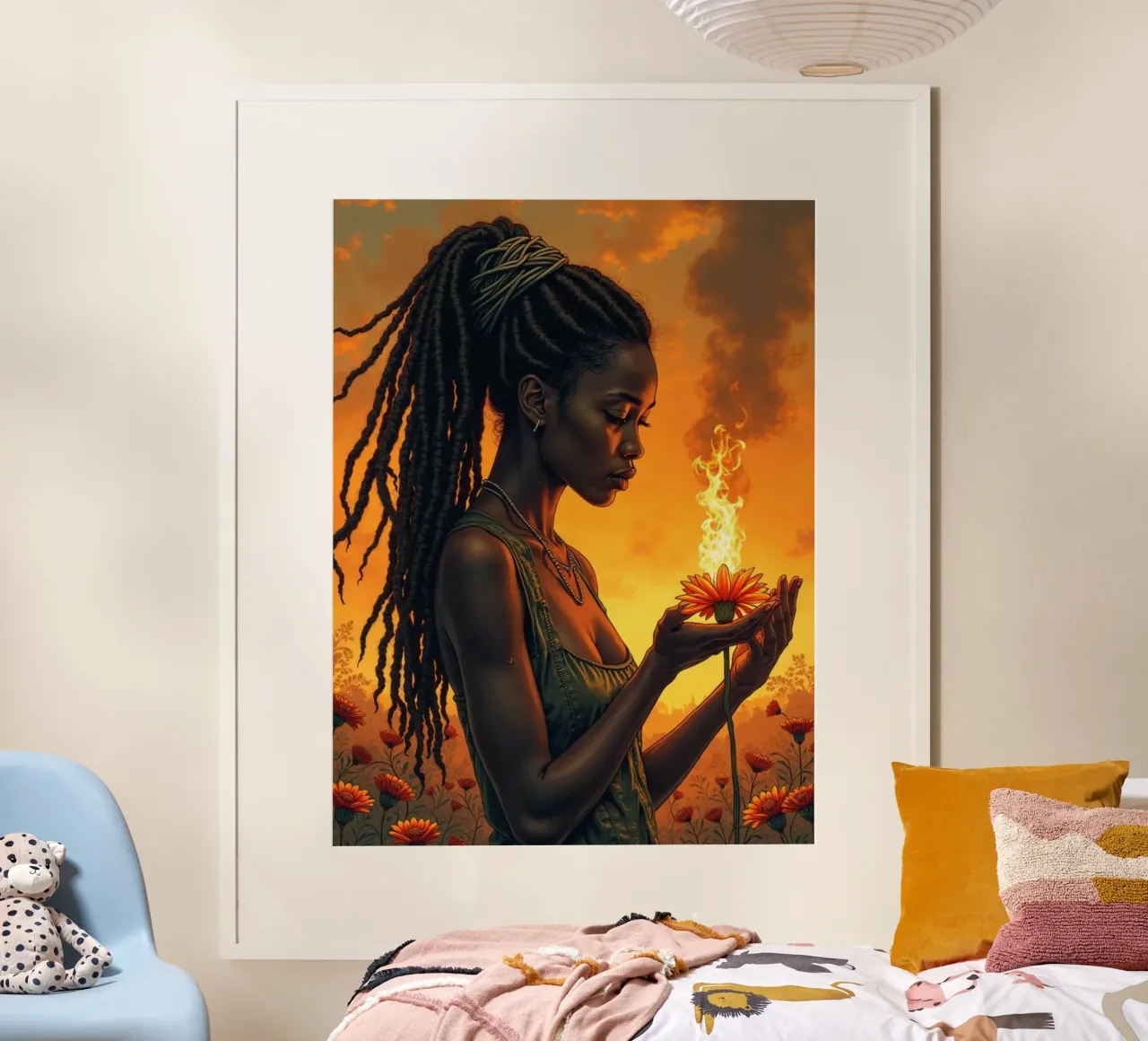Goldene Töchter: Flamme der Erneuerung Poster von Dustlight Atelier