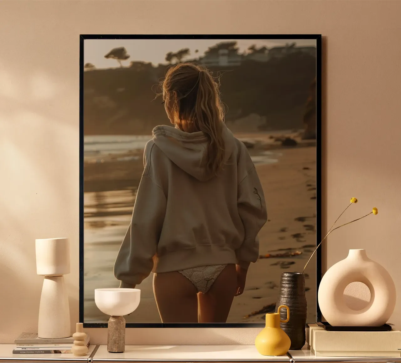 Riverbero di menta poster con telaio in legno da PhotoVibe Decor