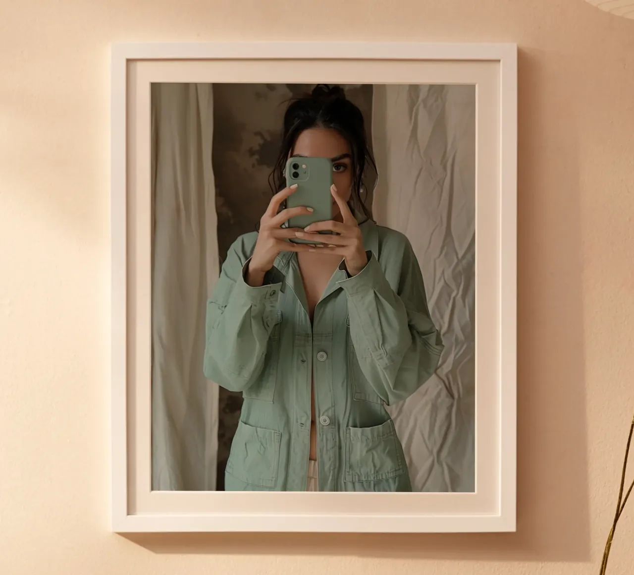 Riverbero di menta poster con telaio in legno da PhotoVibe Decor