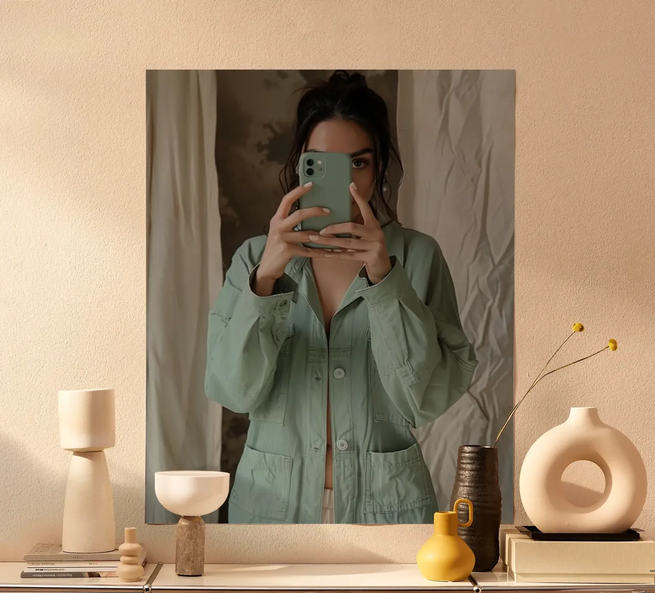 Riverbero di menta poster con telaio in legno da PhotoVibe Decor