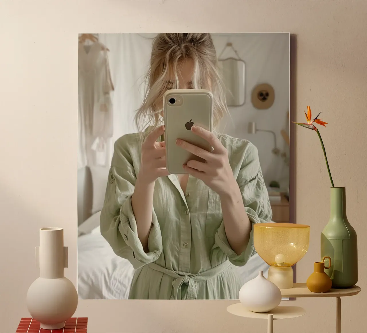Mint Reverie canvas with Floater frame by PhotoVibe Decor