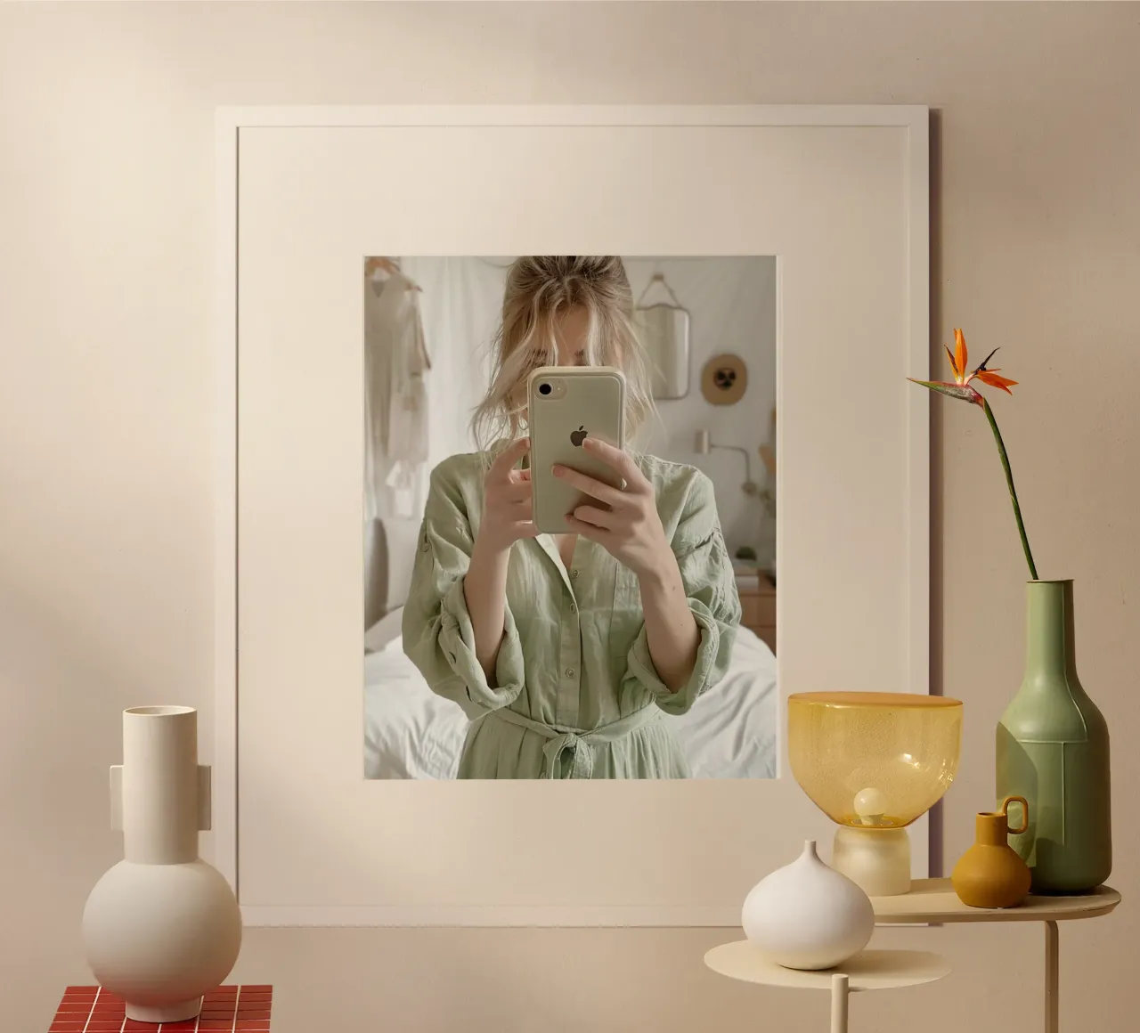 Riverbero di menta poster con telaio in plastica da PhotoVibe Decor