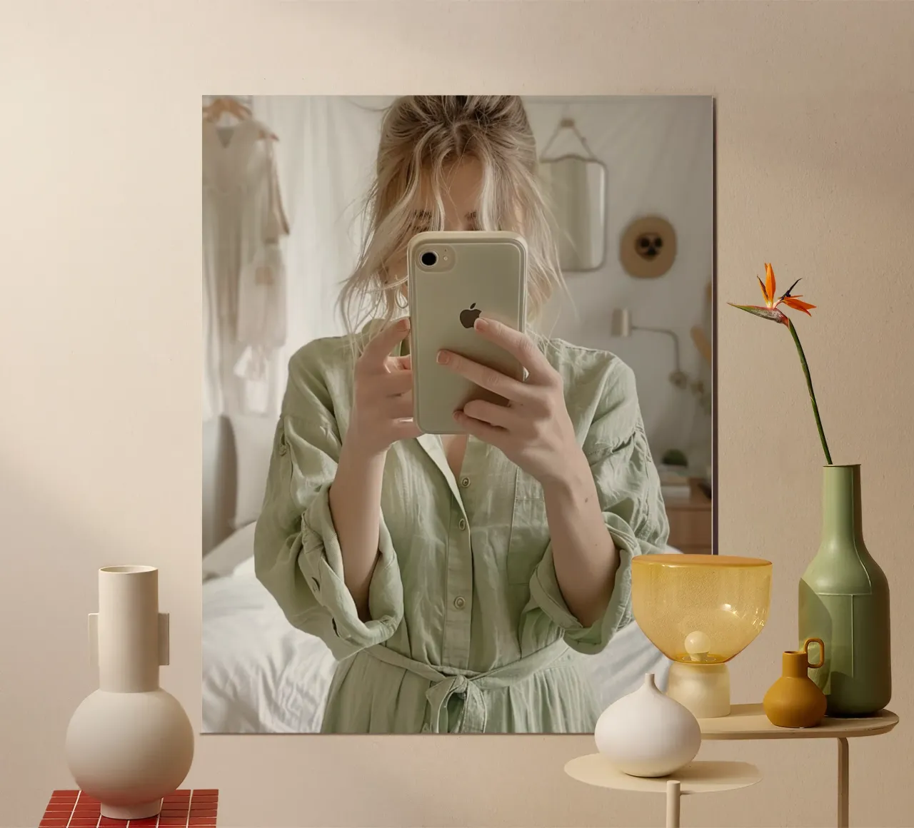 Riverbero di menta poster con telaio in plastica da PhotoVibe Decor