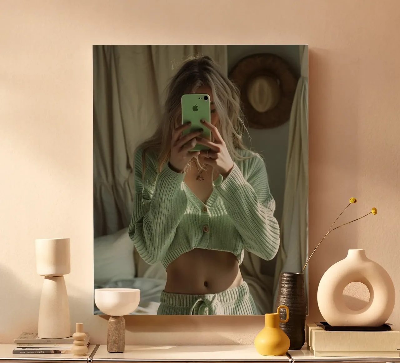 Mint Reverie canvas with Floater frame by PhotoVibe Decor
