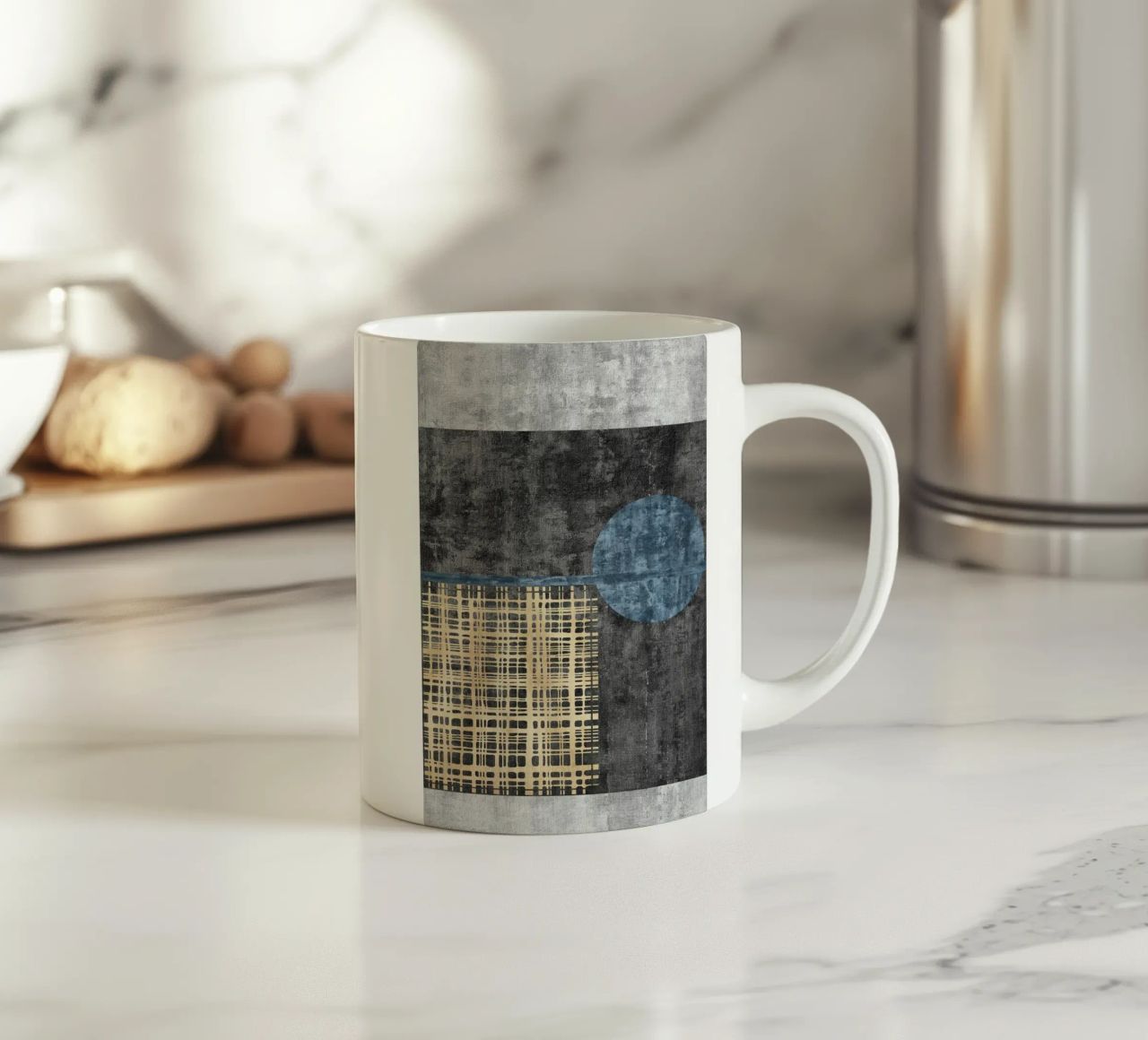 abstract art beige lines tazza in ceramica da vintageshop