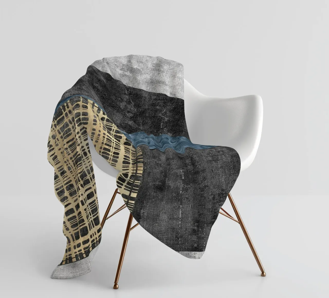 abstract art beige lines coperta in pile da vintageshop