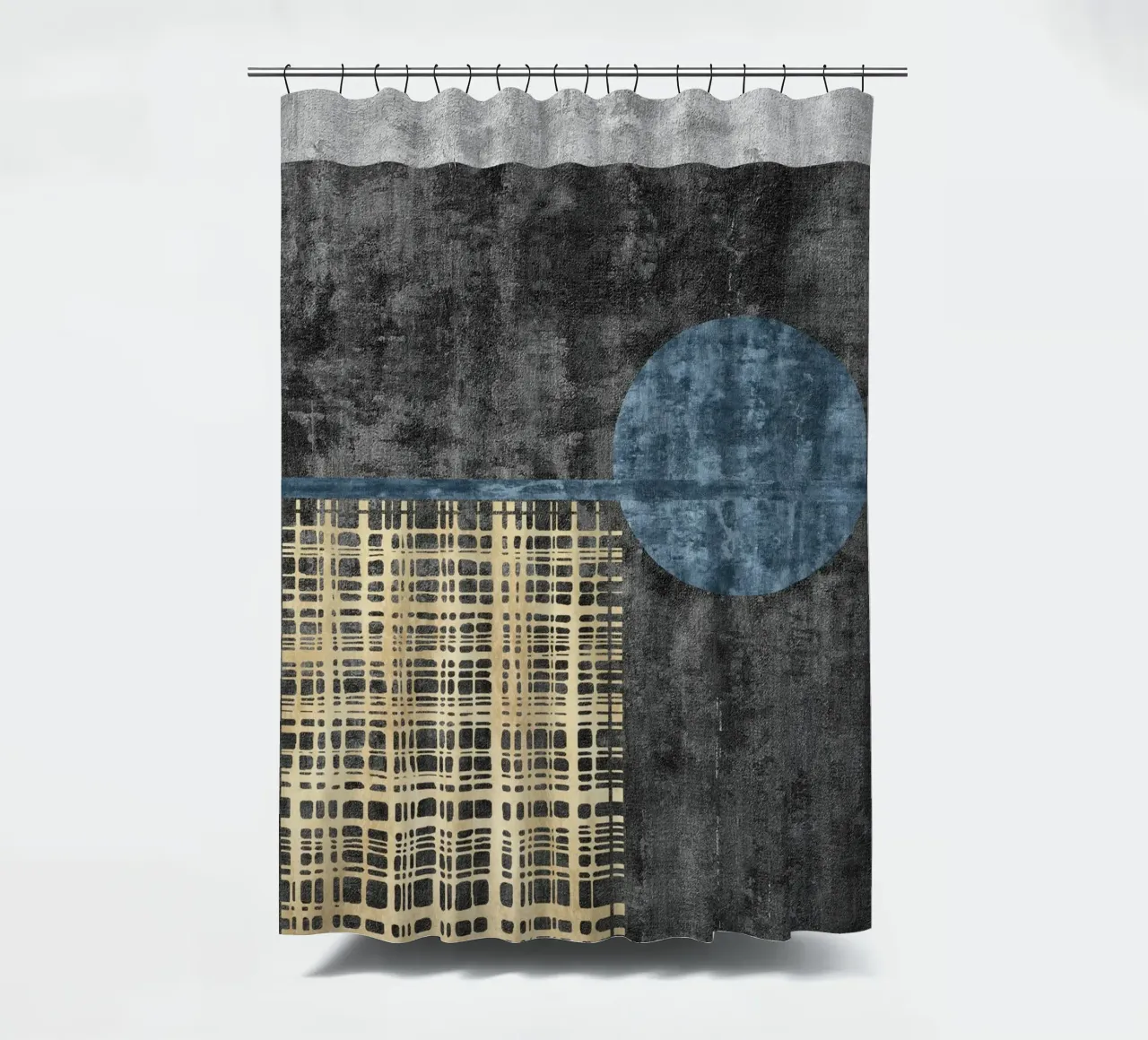 abstract art beige lines rideau de douche de vintageshop