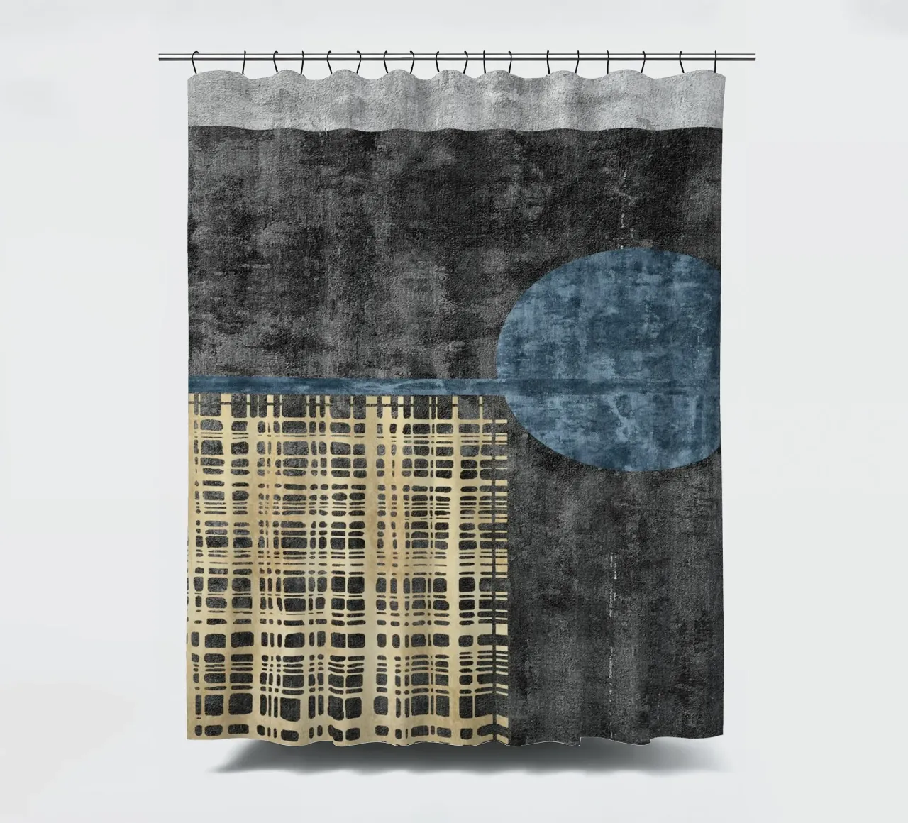abstract art beige lines rideau de douche de vintageshop