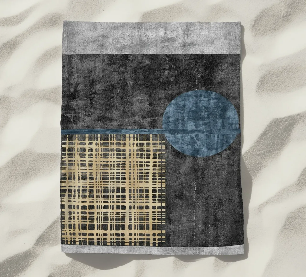 abstract art beige lines telo mare da vintageshop