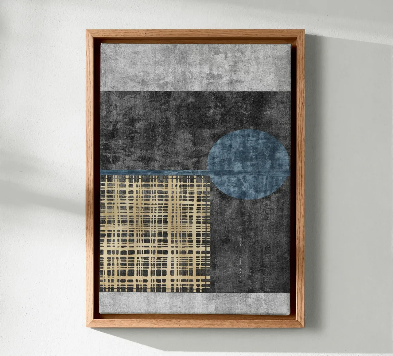 abstract art beige lines tela con Cornice a cassetta da vintageshop