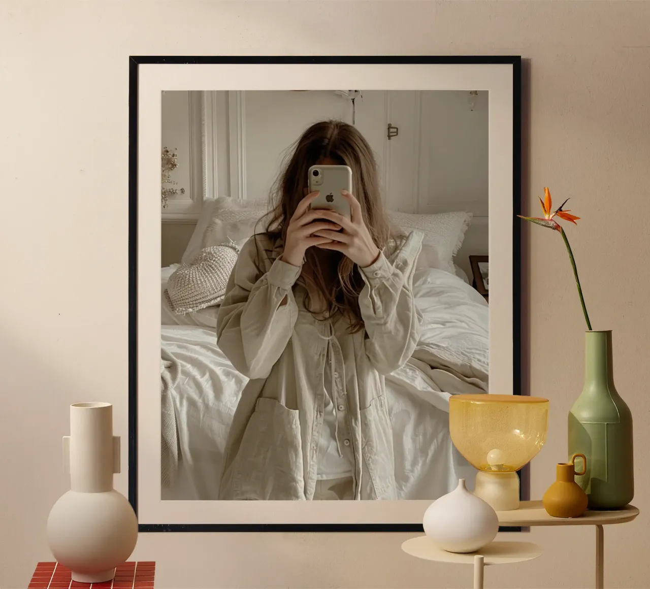 Riverbero di menta poster con telaio in legno da PhotoVibe Decor
