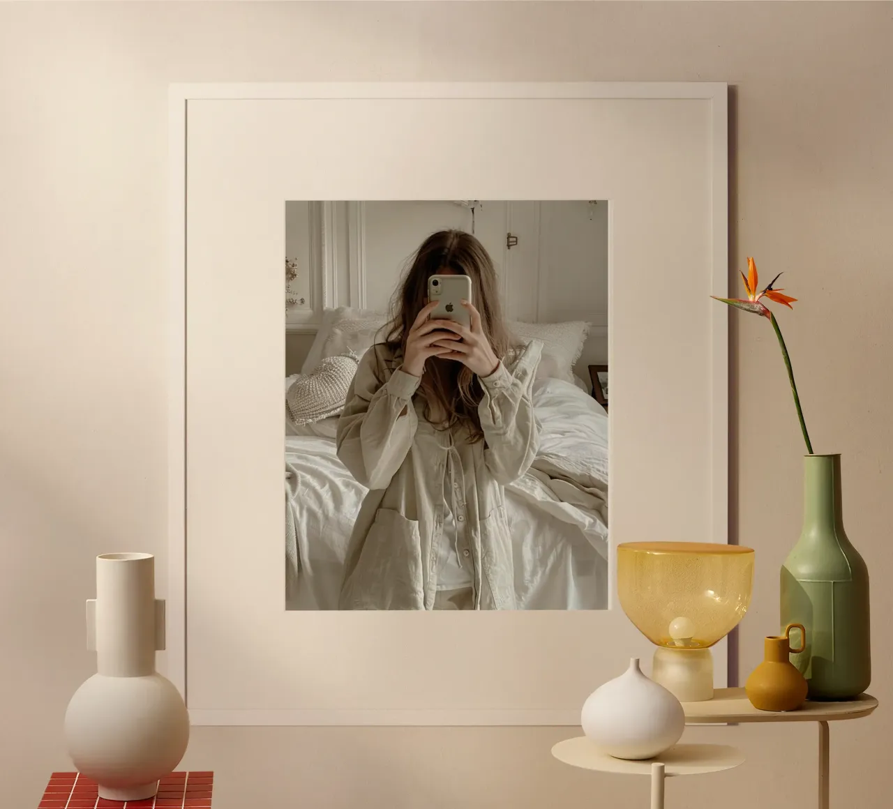 Riverbero di menta poster con telaio in legno da PhotoVibe Decor