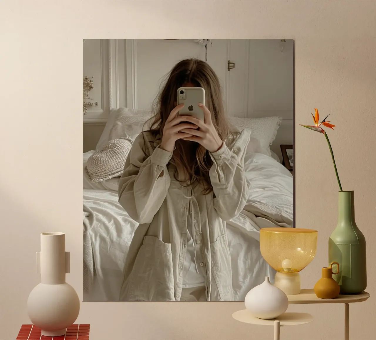 Riverbero di menta poster con telaio in legno da PhotoVibe Decor