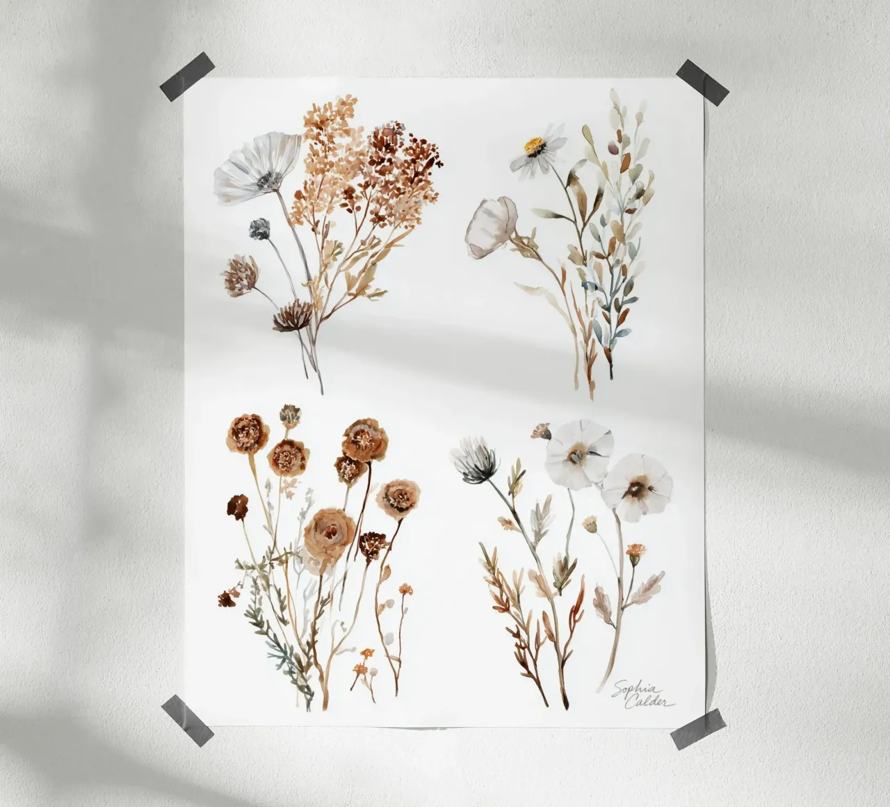Quattro bouquet d'autunno carta hahnemühle da Sophia Calder Studio
