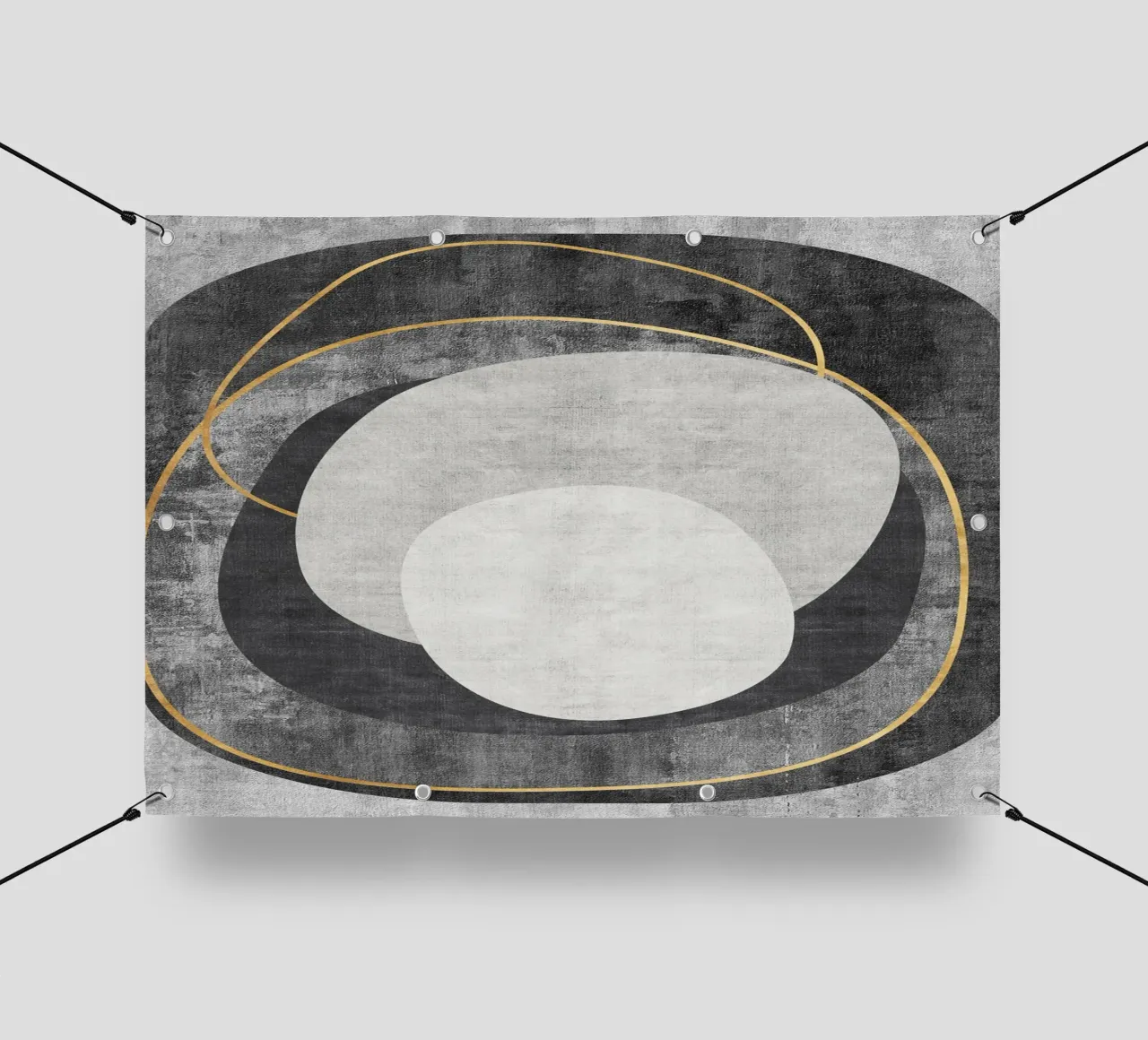 abstract art circles and lines telo in pvc da vintageshop