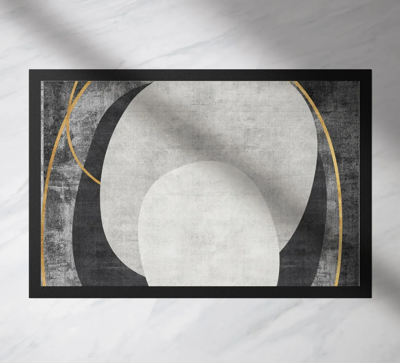 abstract art circles and lines Fußmatte von vintageshop