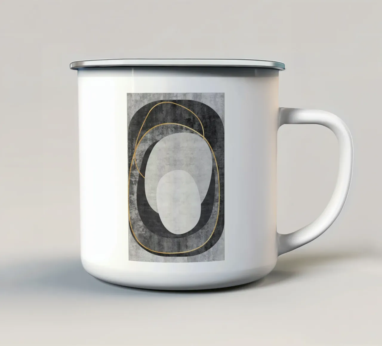 abstract art circles and lines mug en émail de vintageshop