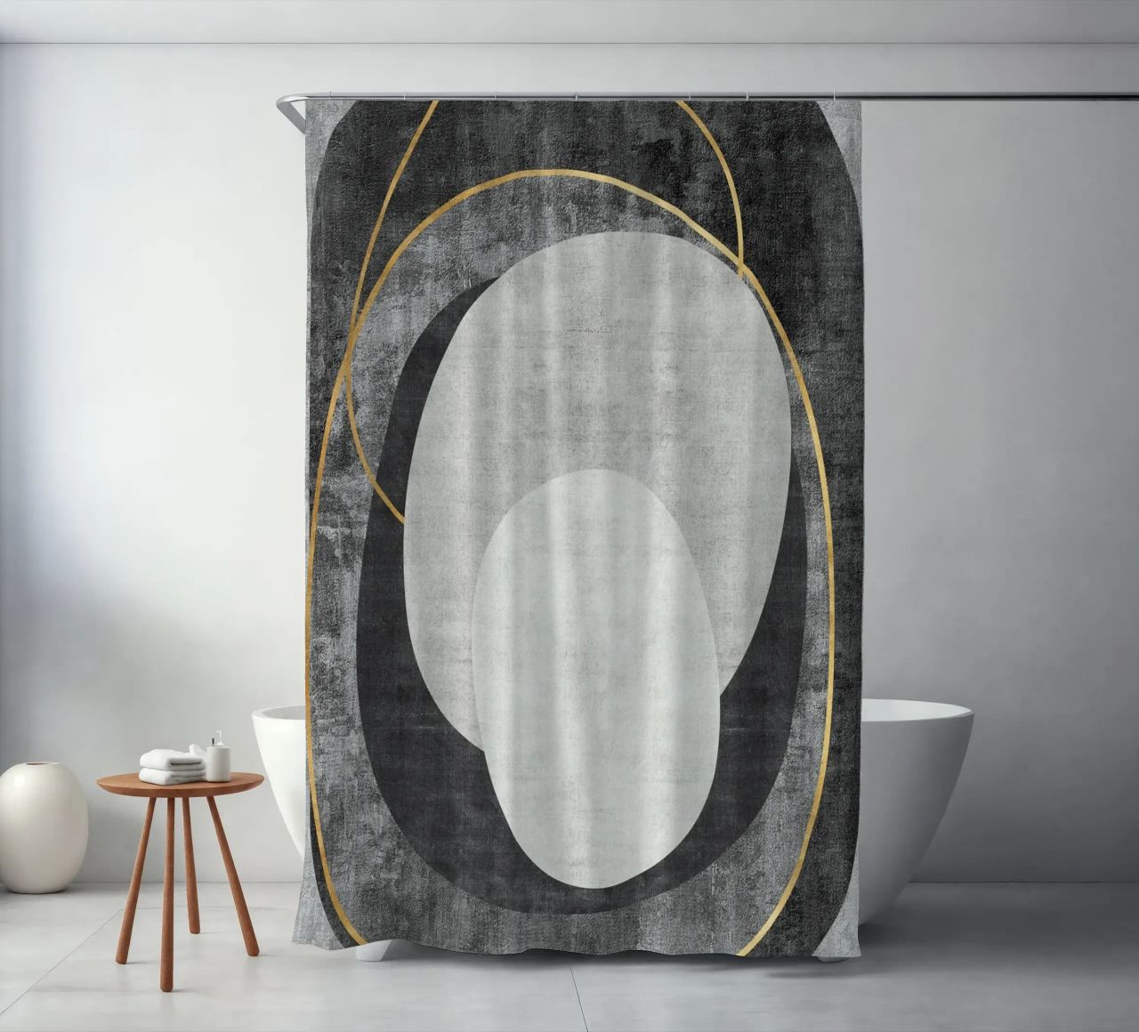 abstract art circles and lines tenda da doccia da vintageshop