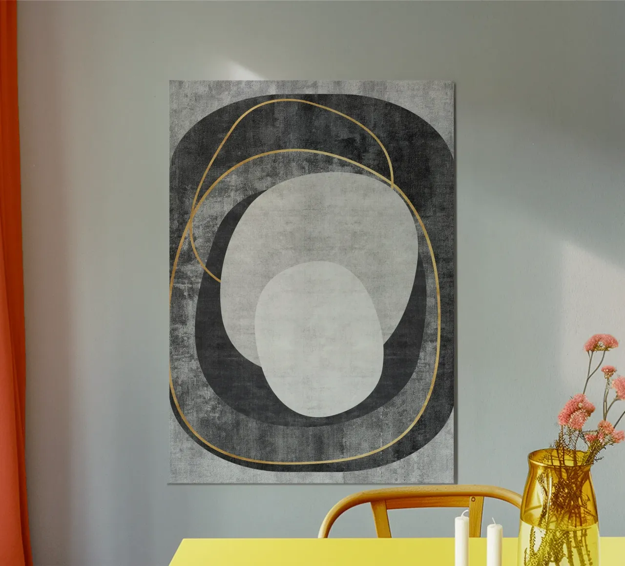 abstract art circles and lines alluminio dibond da vintageshop