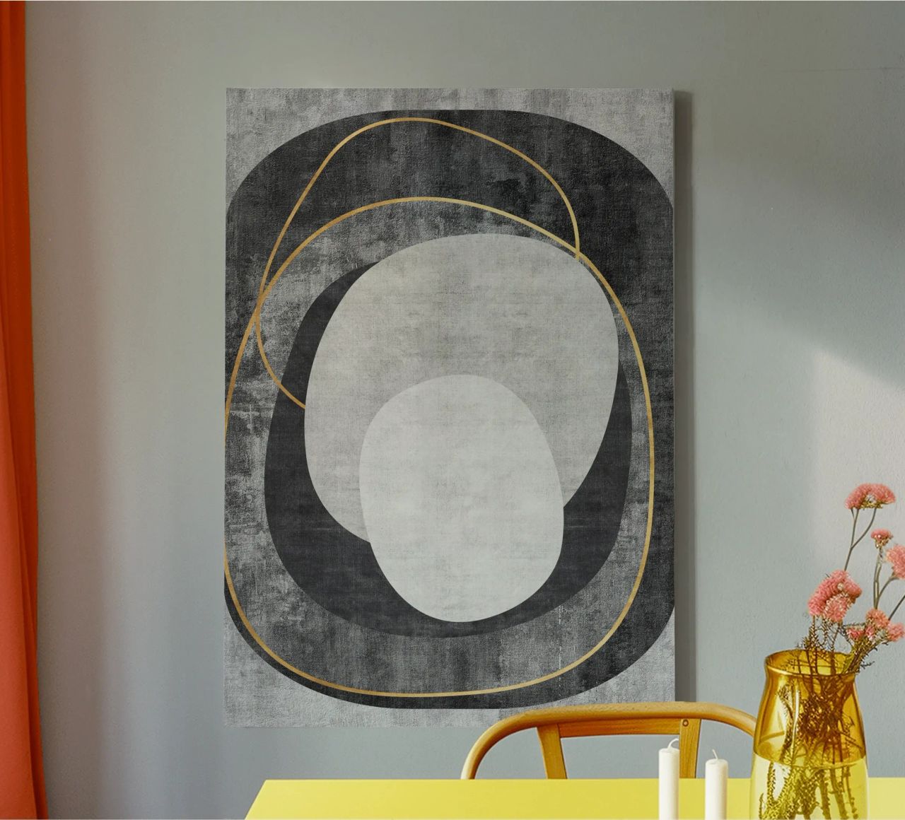 abstract art circles and lines tela da vintageshop