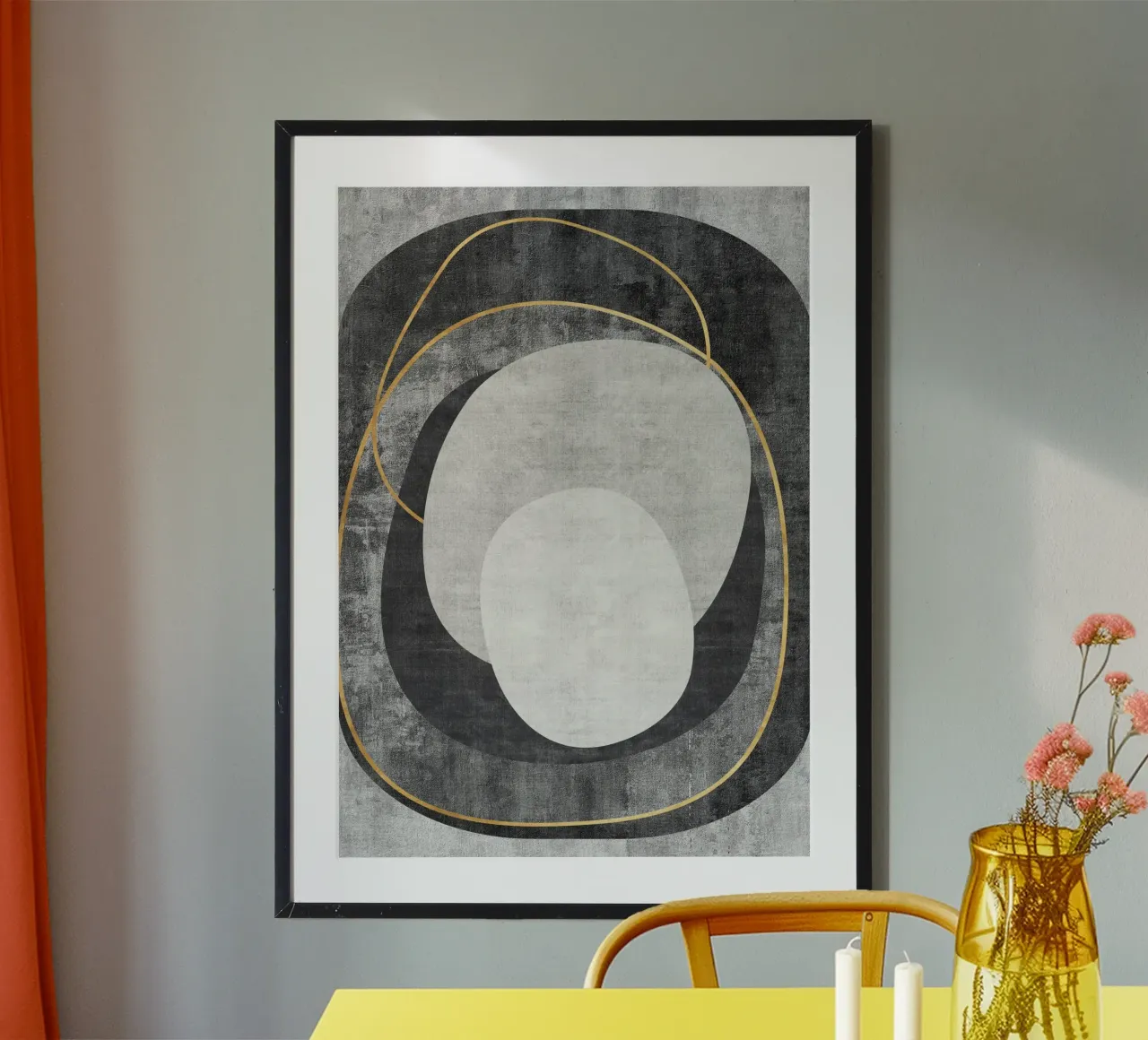 abstract art circles and lines carta hahnemühle da vintageshop