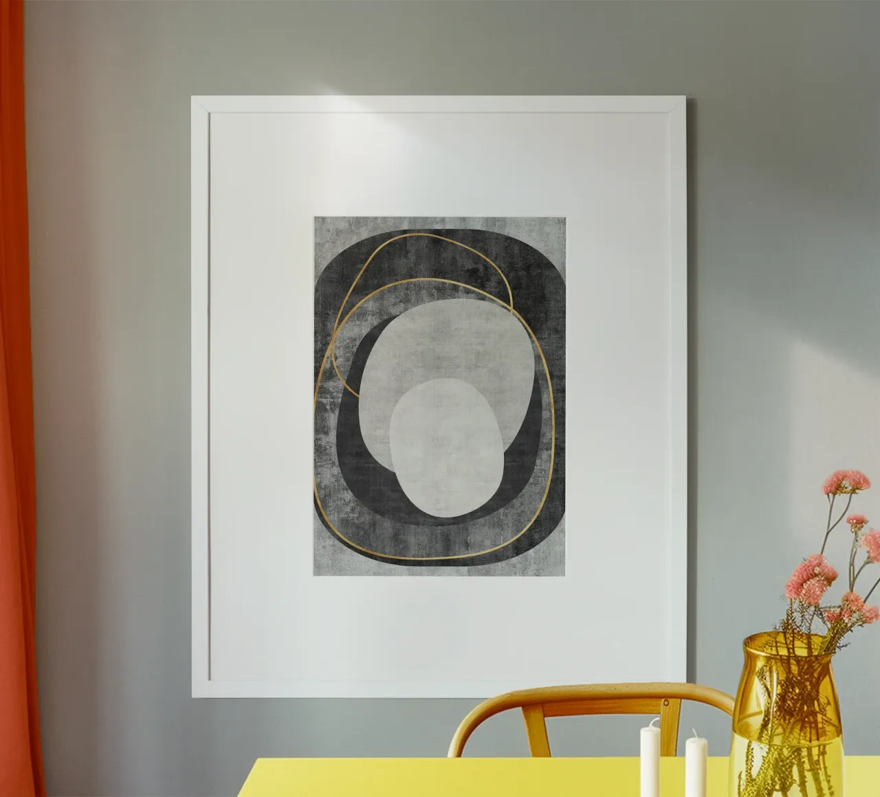 abstract art circles and lines carta hahnemühle da vintageshop