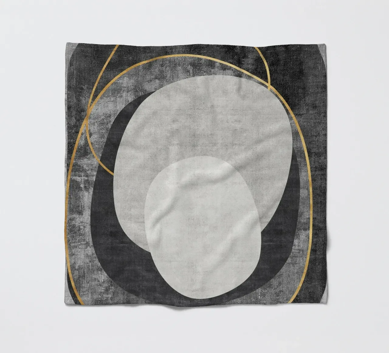 abstract art circles and lines plaid polaire de vintageshop