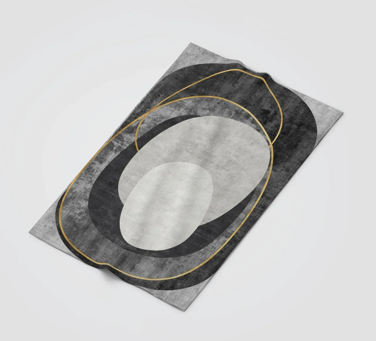 abstract art circles and lines plaid polaire de vintageshop