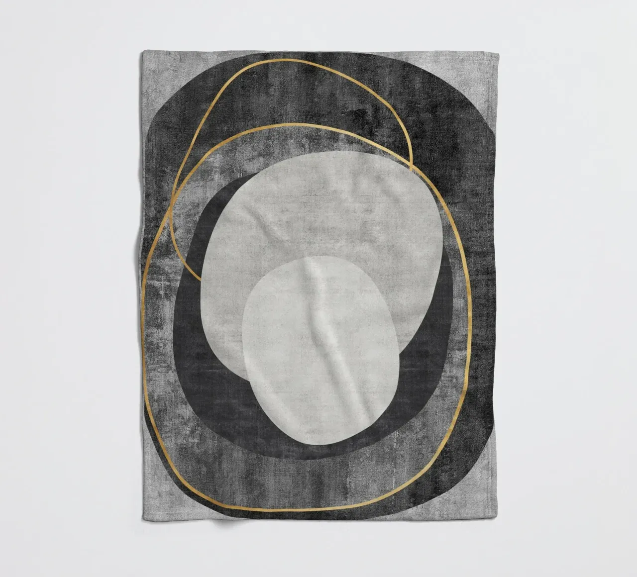 abstract art circles and lines plaid polaire de vintageshop
