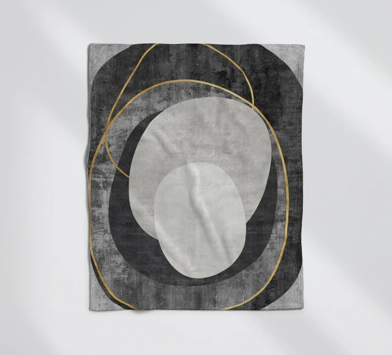 abstract art circles and lines plaid polaire de vintageshop