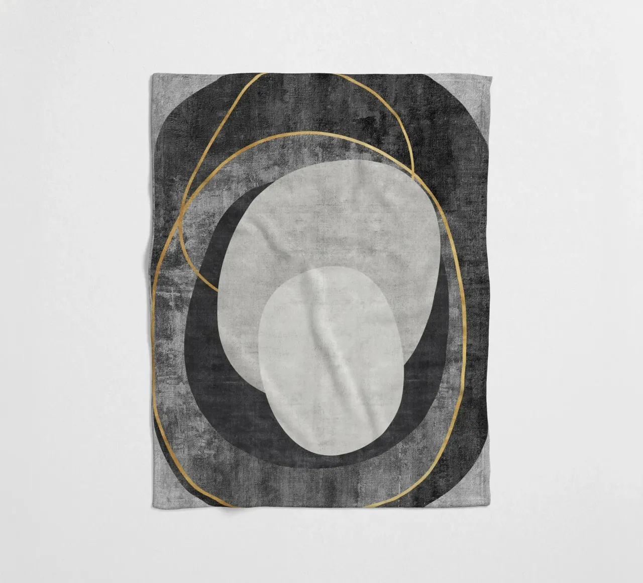 abstract art circles and lines plaid polaire de vintageshop