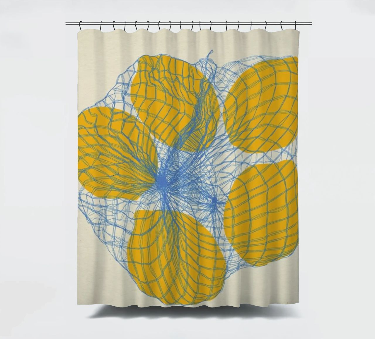 Five Lemons In A Net Bag Duschvorhang von Rosi Feist