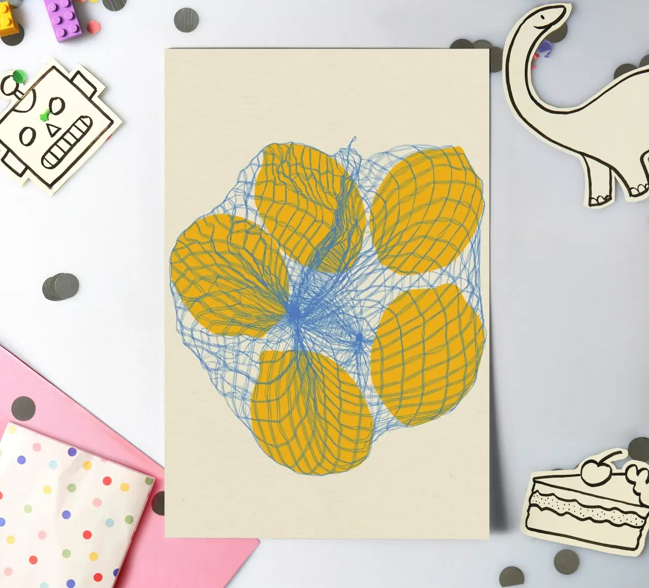 Five Lemons In A Net Bag foglio adesivo da Rosi Feist